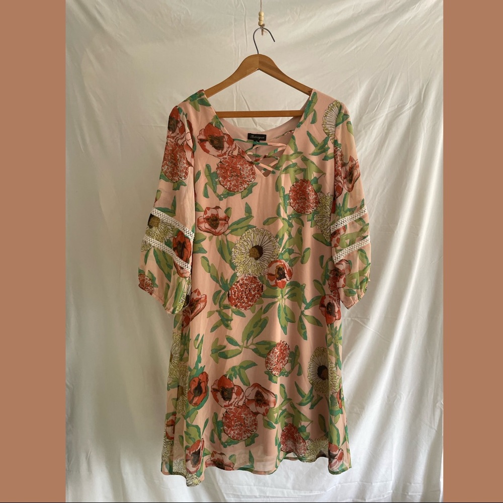 Intrigue Pink Floral Midi Dress